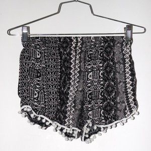 Black and White Patterned Bohemian Shorts